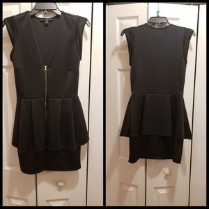 Black Peplum with Gold Zipper in front